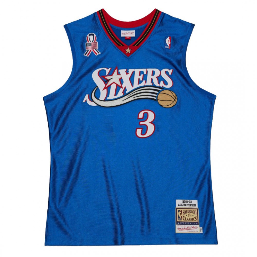 Philadelphia 76ers Allen Iverson #3 Throwback Blue 2001-02 Hardwood Classics Jersey-Pro Kit Vault | Brand New 26/27 Sports Jerseys